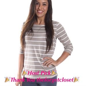 🐴 NWT Gray Striped Jersey Shirt Size Sm